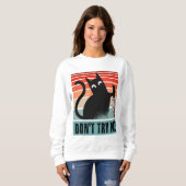 Probeer me niet, Moody Cat met mes Invitation Trui (Voorkant volledig)