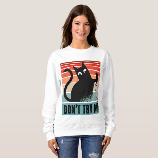 Probeer me niet, Moody Cat met mes Invitation Trui (Voorkant volledig)