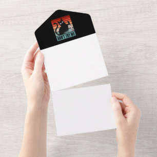 Probeer me niet, Moody Kat met mes Uitnodigingsber All In One Uitnodiging