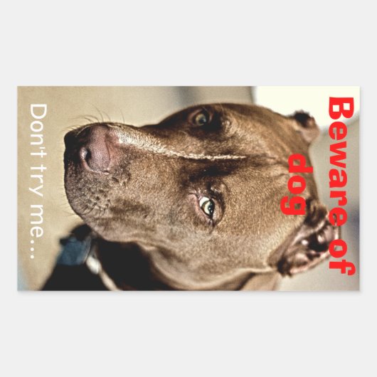 Probeer me niet...pas op voor hond - sticker (Voorkant)