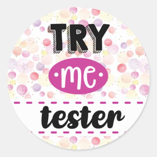 Probeer me tester-label ronde sticker (Voorkant)