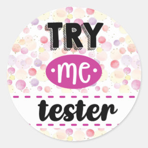 Probeer me tester-label ronde sticker