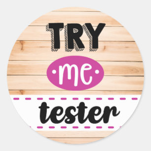 Probeer me tester-label ronde sticker