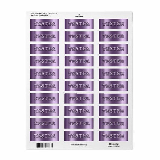 Probeer me Violet Paarse 3D Tester Sample Containe Etiket (Full Sheet)