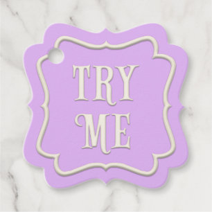 "Probeer me" Wonderland Tea Party pastel Paars Bedankjes Labels