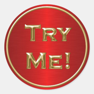 Probeer me zwart-wit rood voor het tester-monster ronde sticker