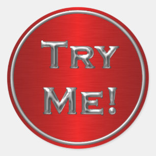 Probeer me zwart zilver rood voor tester monster b ronde sticker