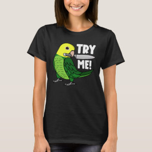 Probeer Mij Papegaai Met Mes I Dubbel Geel gekopte T-shirt