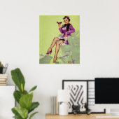 Probeer nieuwe schoenen vrouwen pin-up poster (Thuiskantoor)