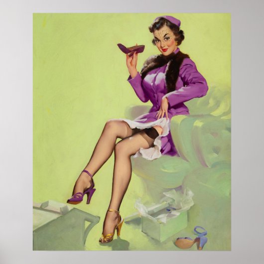 Probeer nieuwe schoenen vrouwen pin-up poster (Voorkant)