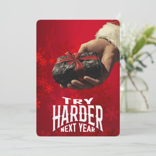Probeer volgend jaar harder Naughty Rude Santa Han Feestdagenkaart (Staand voorkant)