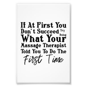 Probeer wat je massagetherapeut doet foto afdruk