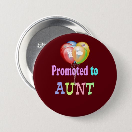 Probeerd tot tante, ballonfeest ronde button 7,6 cm (Voorkant /achterkant)