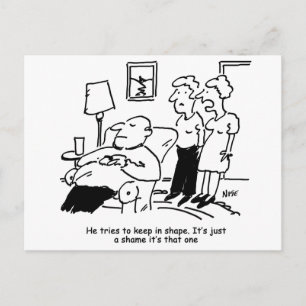 Probeert grappig vorm te houden briefkaart