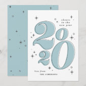 Probeert het nieuwe jaar met gedurfde 2020-typogra feestdagenkaart (Voorkant / Achterkant)