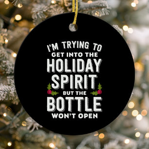 Proberen in de feeststemming te komen Grappig Keramisch Ornament