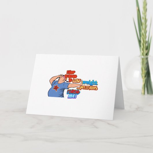 Proberen om gewicht te verliezen Funny Cartoon Des Kaart (Voorkant)