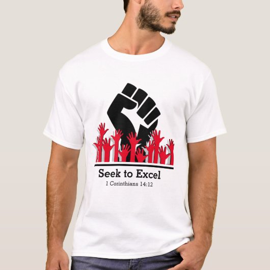 PROBEREN UIT TE BLINKEN Power Fist MLK BHM Geperso T-shirt (Voorkant)
