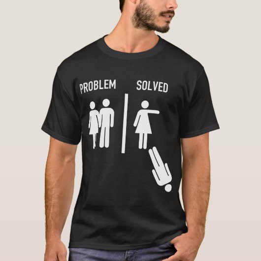 Probleem is opgelost Grappig huwelijk versus echts T-shirt (Voorkant)