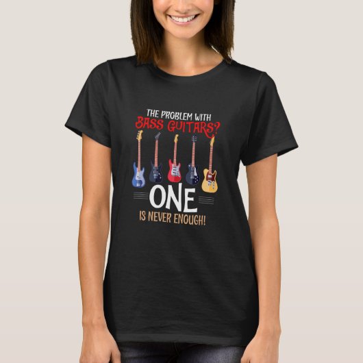 Probleem met bas gitaren bas gitarist speler t-shirt (Voorkant)