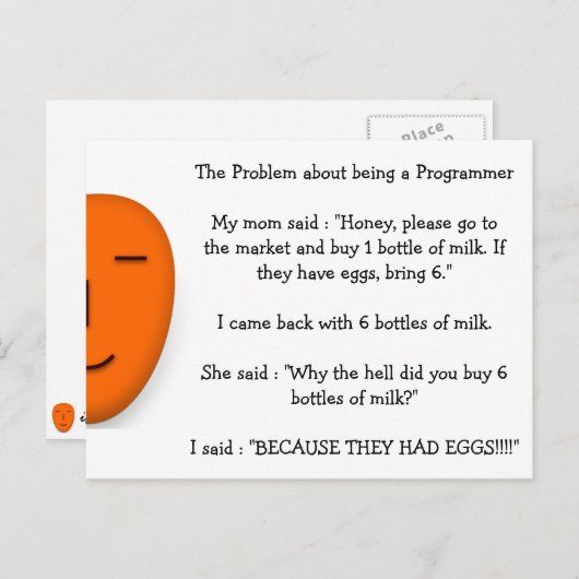 Probleem met een programmeur Funny Mam Joke Briefkaart (Voorkant / Achterkant)