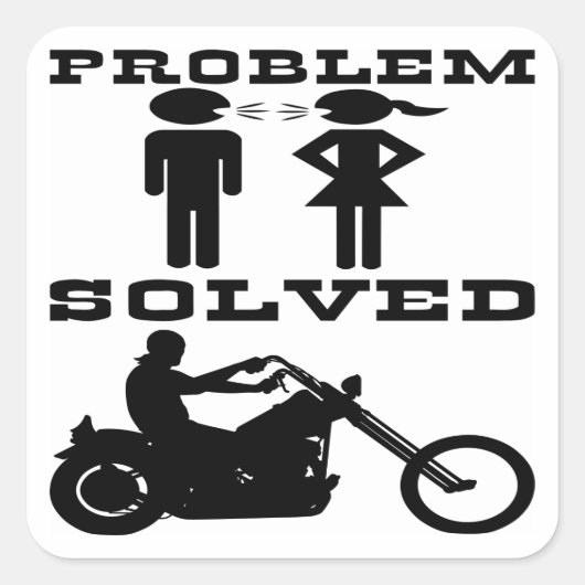 Probleem opgelost Biker #003 Vierkante Sticker (Voorkant)
