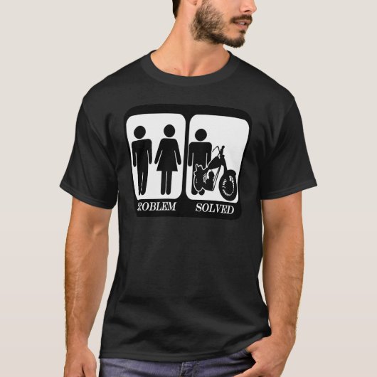 Probleem opgelost motorfiets.png t-shirt (Voorkant)