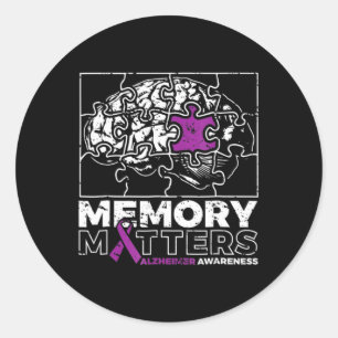 Probleem Paarse Lint Brain Puzzel Heimer Awarenes Ronde Sticker