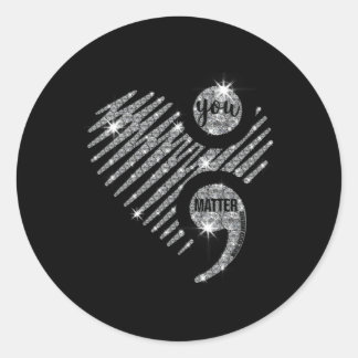 Probleem Semi Colon Hart Zelfmoord Voorkomen Ronde Sticker
