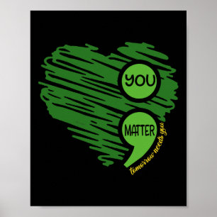Probleem Semicolon hart retro mentale gezondheid A Poster