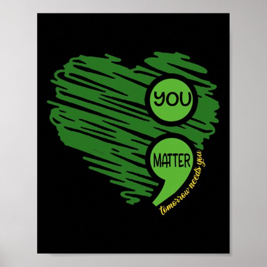 Probleem Semicolon hart retro mentale gezondheid A Poster (Voorkant)