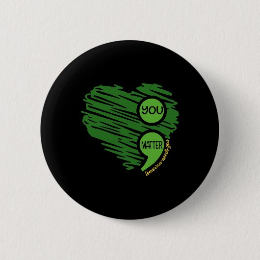 Probleem Semicolon hart retro mentale gezondheid A Ronde Button 5,7 Cm (Voorkant)