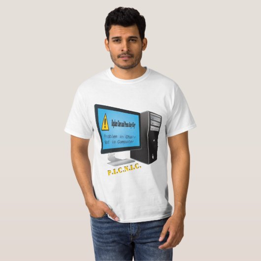 Probleem van gebruiker Computer Nerd Waarschuwings T-shirt (Voorkant volledig)