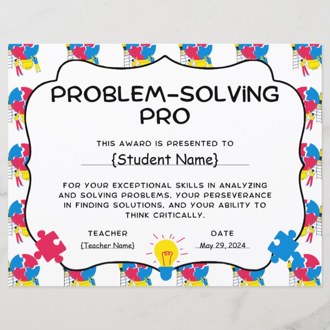Probleemoplossende Pro Student Recognition Award (Voorkant)