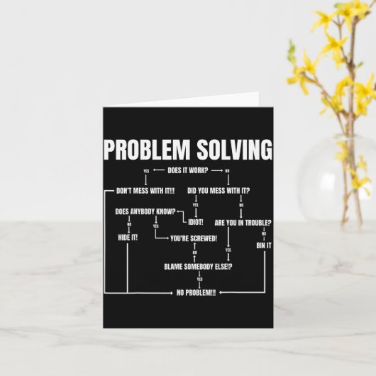 Problem Solving Chart Geek Nerd Computer Programme Kaart (Gele Bloem)