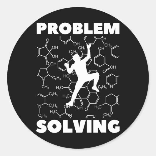 Problem Solving Climber, Rock Climbing Chemistry,  Ronde Sticker (Voorkant)