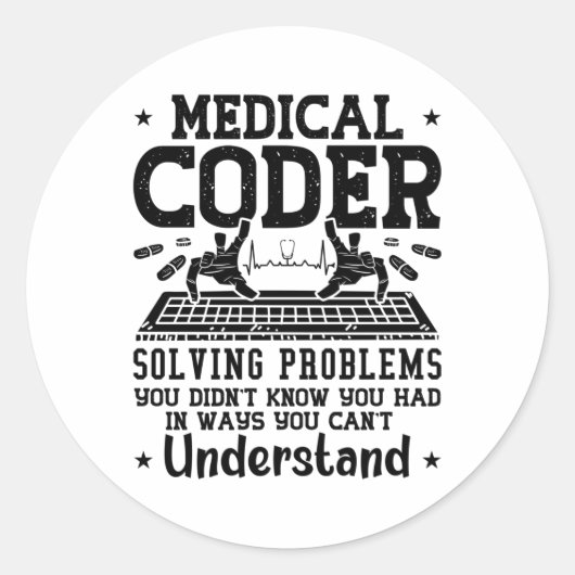 Problemen bij het oplossen van medische problemen ronde sticker (Voorkant)