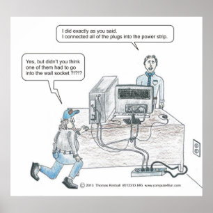 Problemen met het computernetsnoer cartoon poster