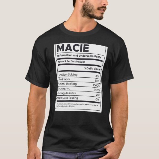 Problemen met Macie-voedingsinformatie Oplossen ha T-shirt (Voorkant)