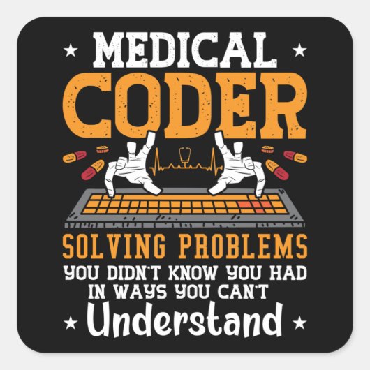Problemen met medische codering oplossen Hulp-code Vierkante Sticker (Voorkant)