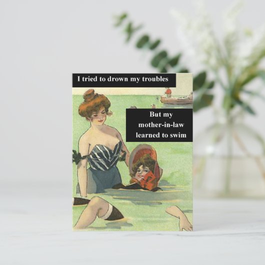 Problemen met schoonmoeder briefkaart (Staand voorkant)