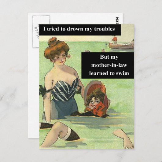 Problemen met schoonmoeder briefkaart (Voorkant / Achterkant)