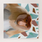 Proboscis Aap Bedreigde Soorten Legpuzzel (Horizontaal)