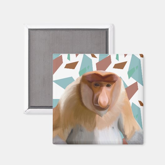 Proboscis Aap Bedreigde Soorten Magneet (Voorkant / Achterkant)