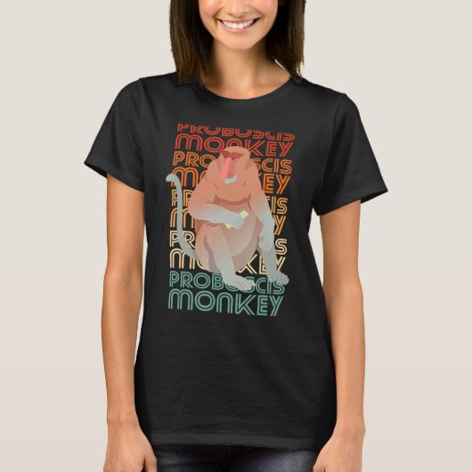 Proboscis aap langwerpig genoteerd t-shirt (Voorkant)