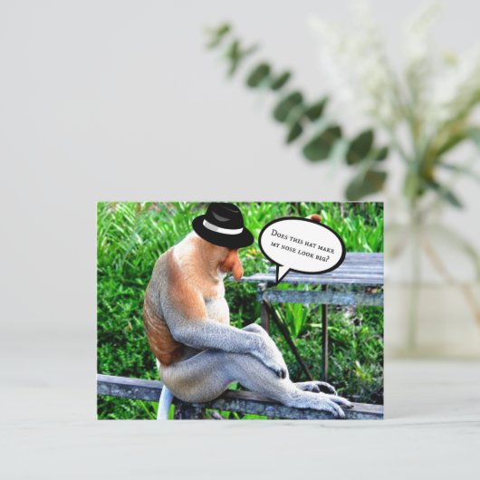 Proboscis Monkey-Does pet maakt mijn neus groot? Briefkaart (Staand voorkant)