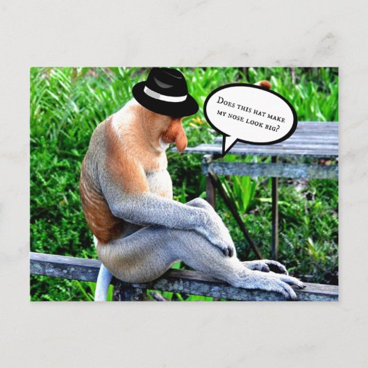 Proboscis Monkey-Does pet maakt mijn neus groot? Briefkaart (Voorkant)