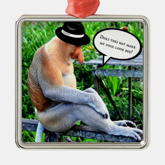 Proboscis Monkey... maakt dit pet mijn neus... Metalen Ornament (Voorkant)