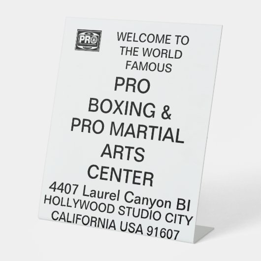 #PROBOXING & #PROMARTIALARTS RECLAMEBORD MET VOETSTUK (Voorkant)