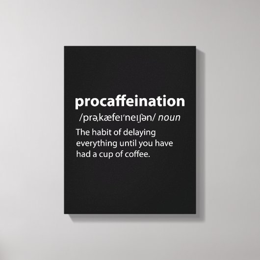 Procaffeinatie Funny Dictionary Definition Canvas Afdruk (Voorkant)